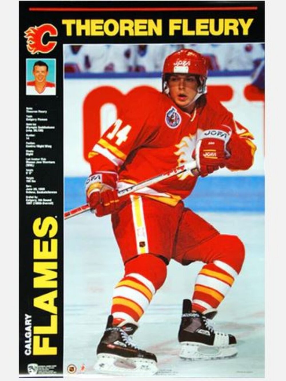 Vintage Theoren Fleury Calgary Flames NHL Hockey Poster  Norman James H96 NEW